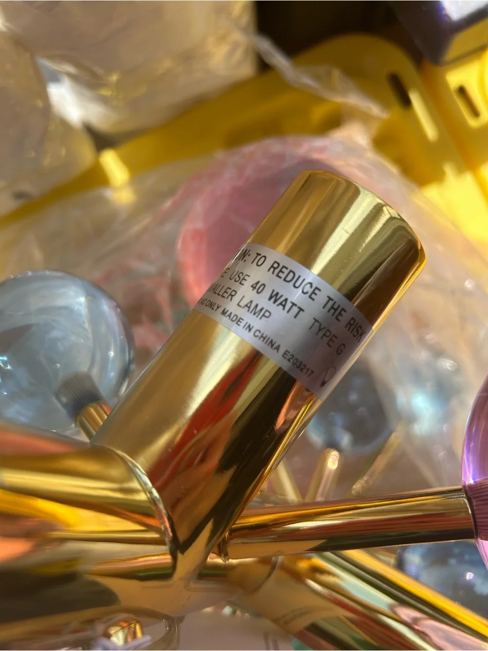 Jonathan Adler Multicolor Glass Bubble Pendant Chandelier with Gold Finish